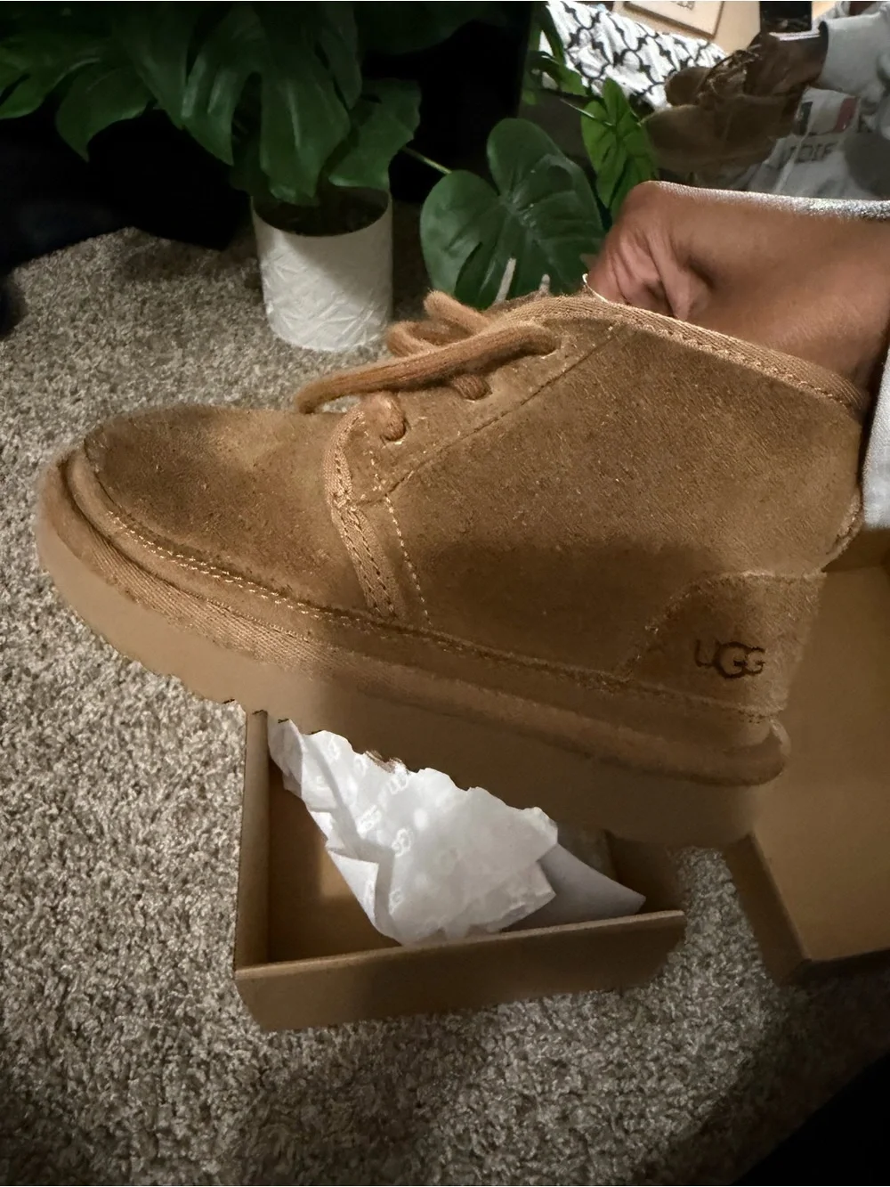 UGG Kids Chestnut Brown Suede Lace-Up Boot